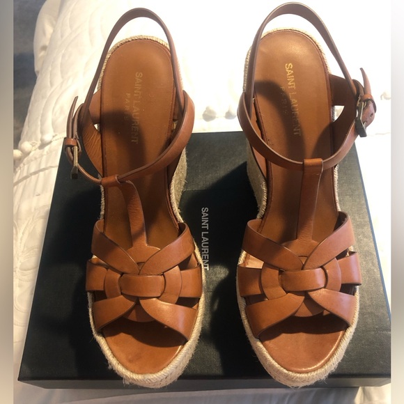 Saint Lauren Wedge Sandal - Size 42, fits size 10. - Picture 1 of 8